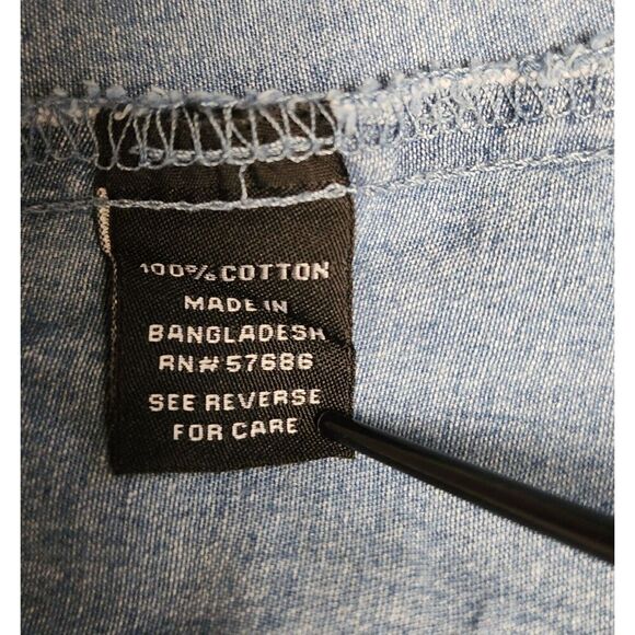 New Look Blue Denim Collared Roll-Tab Long Sleeve Button Down Blouse Size 3XL - Picture 5 of 6